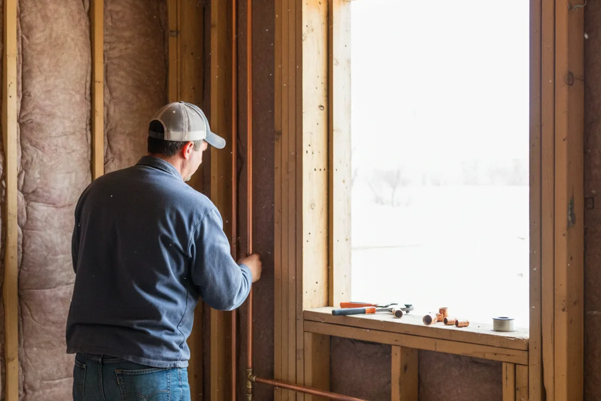 Licensed plumber running new copper supply lines in a La Prairie home