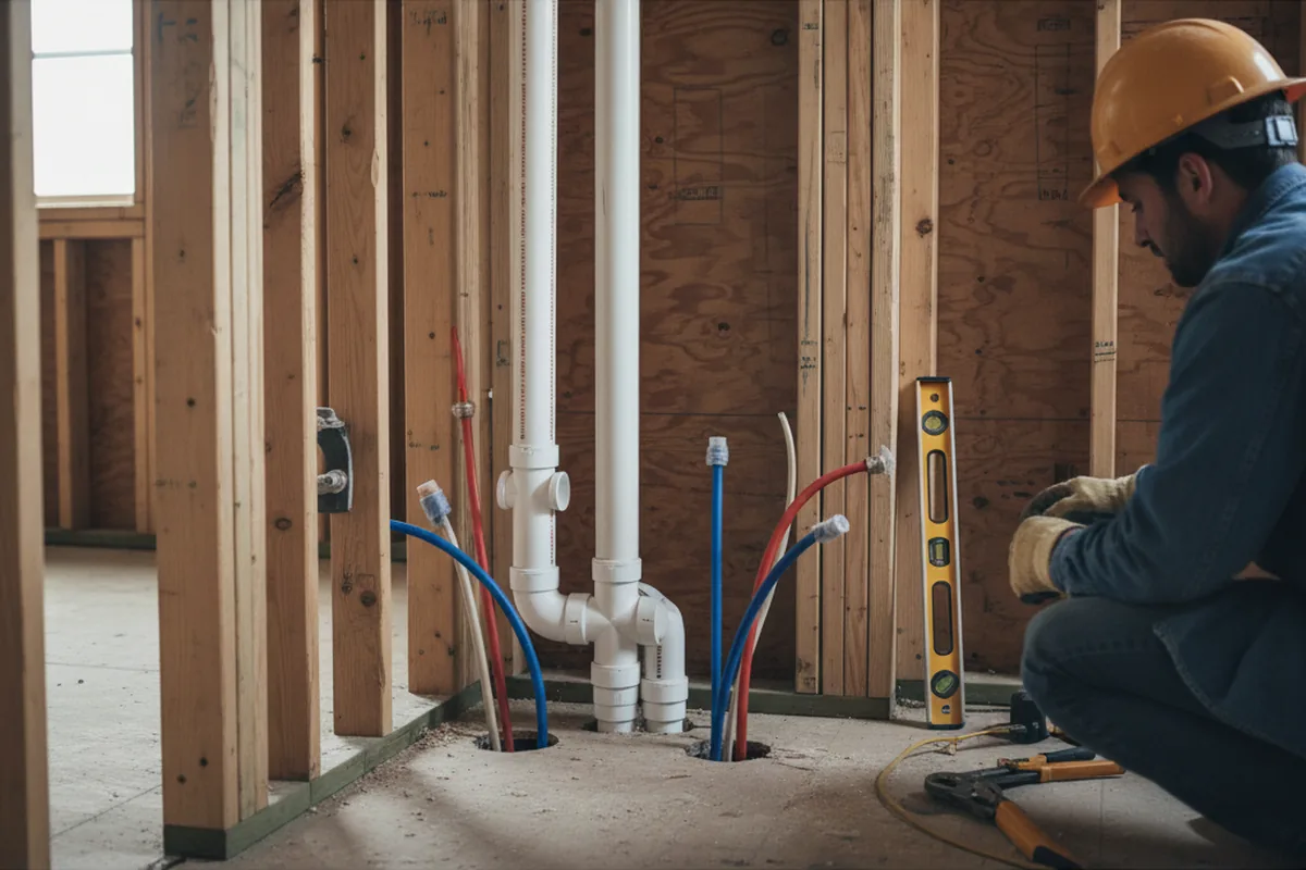 Drain and supply rough-in during Leak Detection in La Prairie